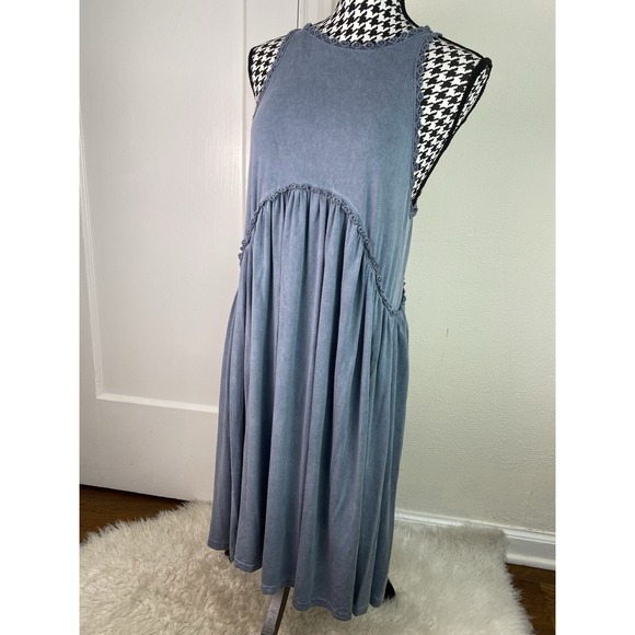 POL Tops - POL Women's M Washed Blue Stretchy Racerback T-Shirt Tank Dress